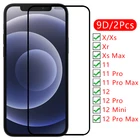 Защитное закаленное стекло 9d для iphone 11, 12 pro max, mini, x, xr, xs, iphone 11