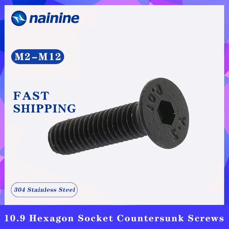 

DIN7991 M2M2.5M3M4M5M6M8M10M12 Black SHCS Grade 10.9 Countersunk Head Flat Socket Cap Screw Machine Screws B020