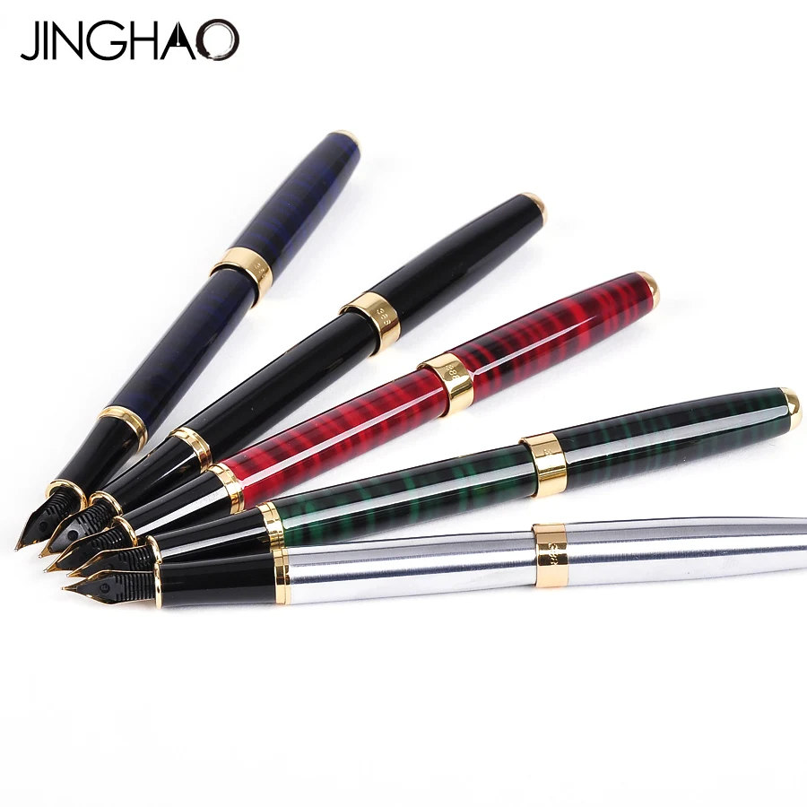 JINHAO высококачественная Металлическая черная авторучка F Перо чернильные ручки