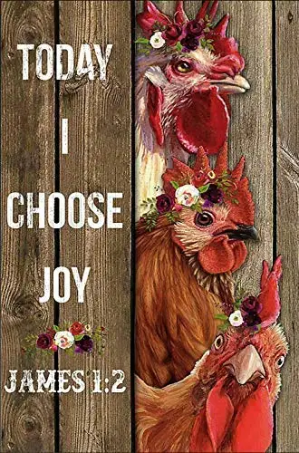 

Metal Sign Today I Choose Joy Chicken Vintage Metal Tin Sign Man Cave for Men Women,Wall Decor for