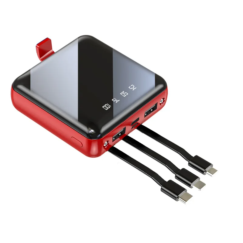 

Mini Power Bank 20000mAh Mirror Screen LED Digital Display Powerbank with Cable for iPhone 12 11 Samsung Huawei Xiaomi Poverbank