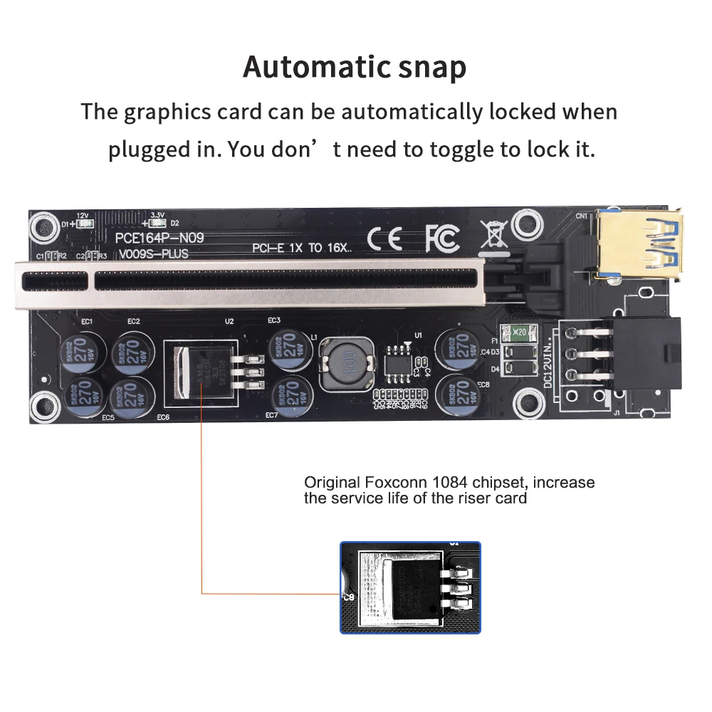 Переходник TISHRIC VER009s Plus PCIE Райзер 009s для видеокарты 1X 16X адаптер Sata 15 контактов на 6