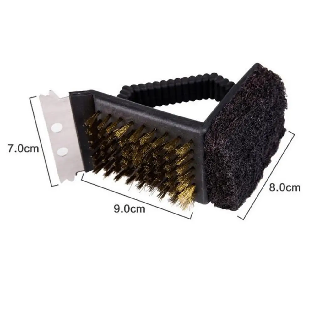 3 в 1 барбекю гриль Чистящая Щетка прочный стальной провод губчатая лопатка