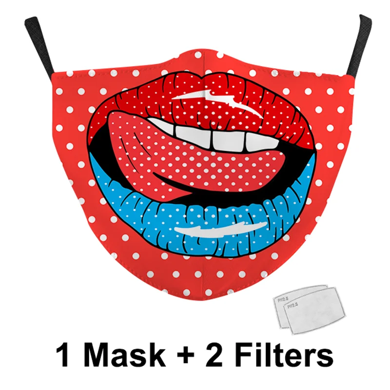 

Fashion Mask Multi Color Art National Flag Printed Half Face Mask Washable Resuable Activated Carbon Mask with 2pcs PM2.5 Mask