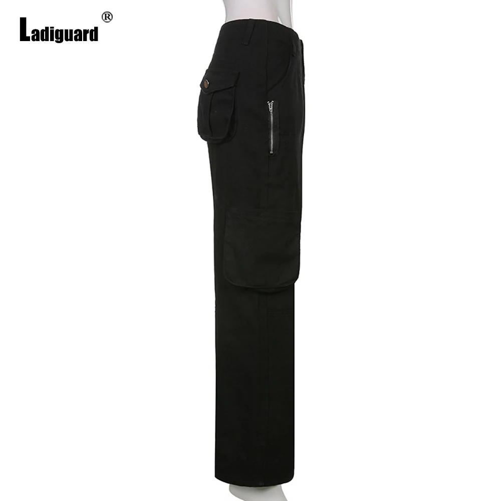 Ladiguard Women Cargo Jeans Demin Pants Girls Streetwear Straight Leg Jeans Loose Trouser Harajuku 2022 Spring New Fashion Pants