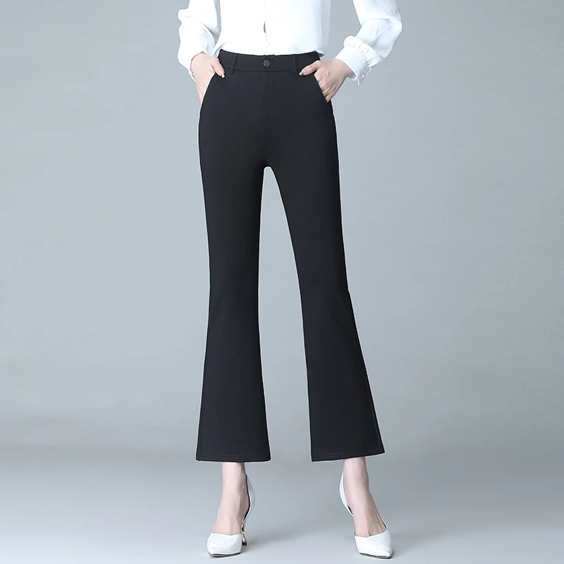 

Women OL Pants Formal Black Flare Pants Full Length High Waist Slim Trousers Female New Fall Blazer Pants Plus Size P9387