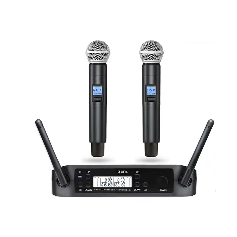 

100% Original MiCWL GLXD4 Dual SM58 Handheld DJ Karaoke Wireless Microphone System Cardioid Dynamic Beta 58 Stage Home KTV Mic