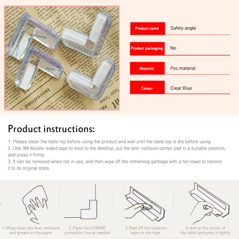 4pcs Transparent Baby Anti-collision Angle Child Silicone Safety Protector Table Corner Protection From Children Home Decoration | Дом и сад
