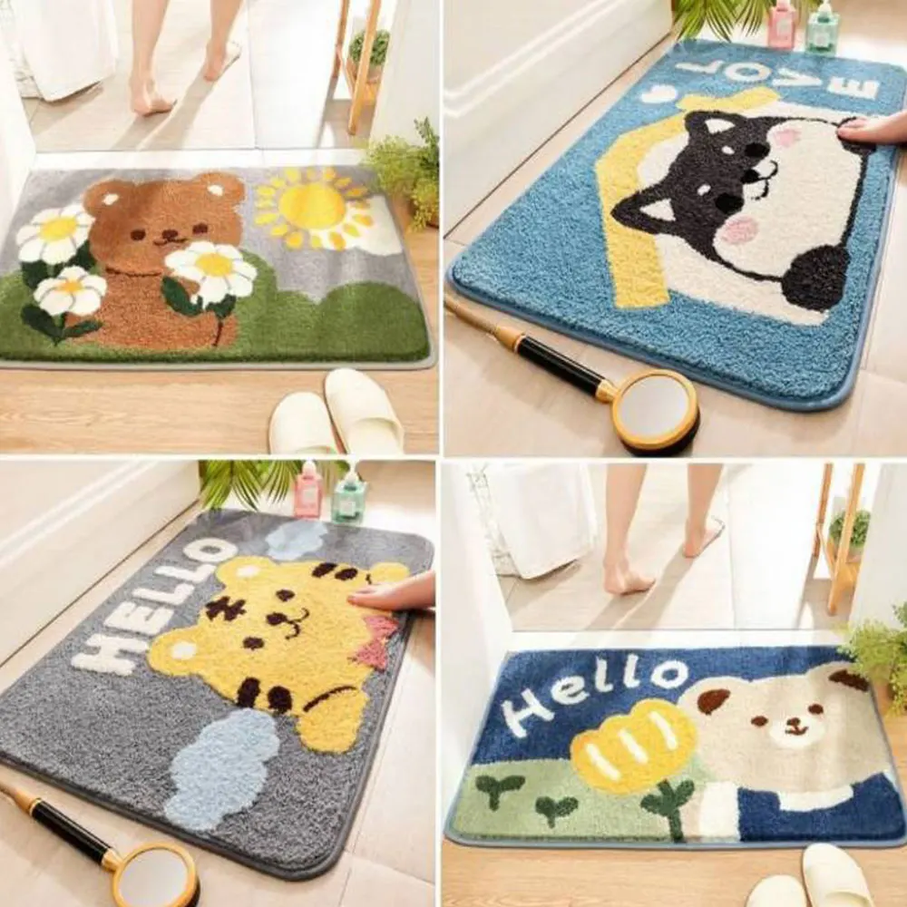

Мультяшный коврик для ванной в скандинавском стиле, пушистый ковер, коврик для ванной комнаты, милый абсорбирующий нескользящий коврик, ков...