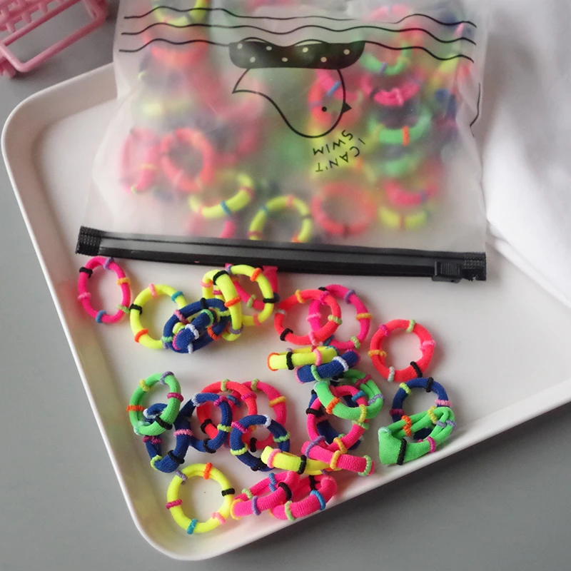 

100 Pcs/lot Kids Elastic Hair Bands Girls Children Hair Rope Hair Accessories Scrunchy Headbands Rubber Band Gum for Hair