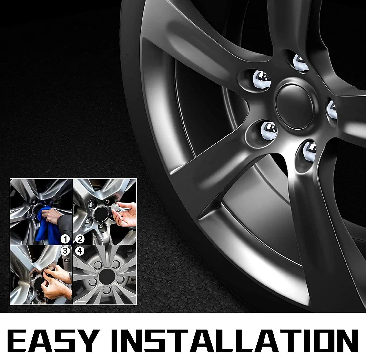 

MIKKUPPA Chrome Wheel Bolt Caps 17 mm Pack of 24 Universal Wheel Nuts Caps with Removal Hook