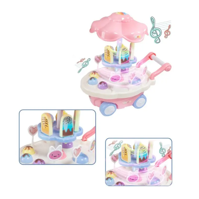 

G2AD Rotary Simulation Ice Cream Universal Wheel Trolley Electric Light Music Toy for Kids Children Playing Educational Toys