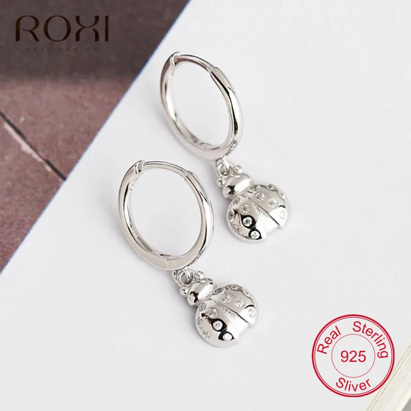 Женские маленькие серьги гвоздики ROXI золотистые/Серебристые штифт с насекомым