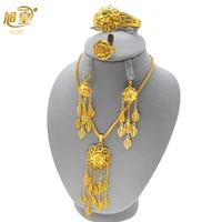 xuhuang nigerian wedding necklace bracelet and earring jewelry set dubai plated jewellery sets for women african charm bracelets