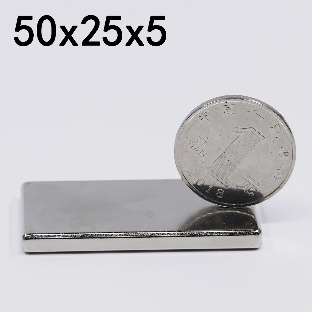 

1/2/5/10Pcs 50x25x5 Neodymium Magnet 50mm x 25mm x 5mm N35 NdFeB Block Super Powerful Strong Permanent Magnetic imanes