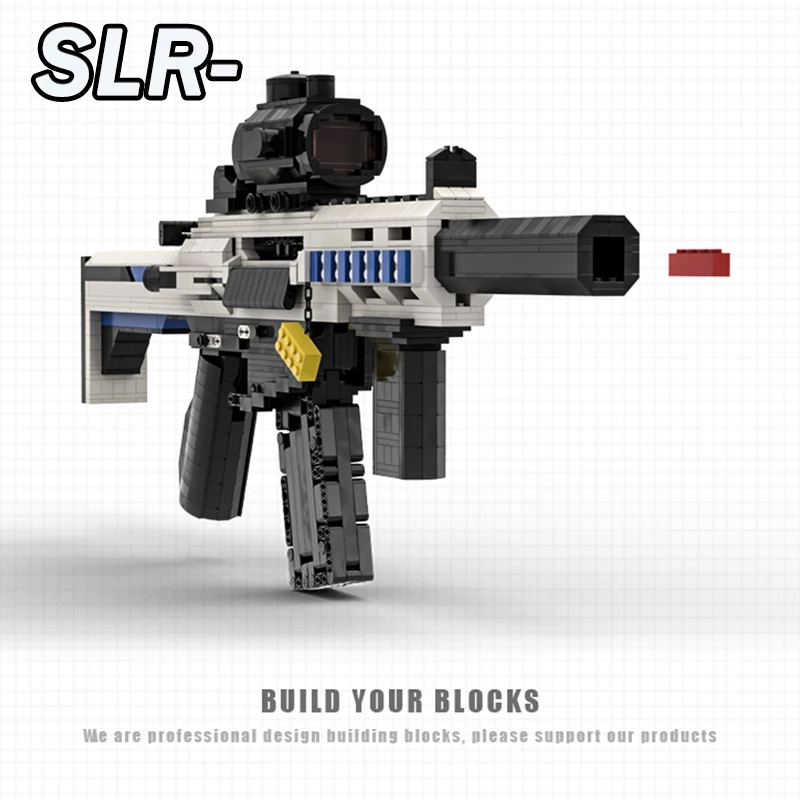 

New High-tech weapon building block gun SLR Rifle MOC Bricks Gun adult assembled continuous fire MOC Blocks Csgo toy boy