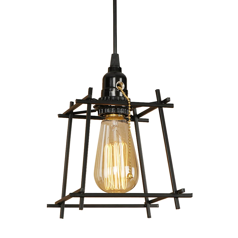 Винтажный железный черный подвесной светодиодный светильник E27 лампа для