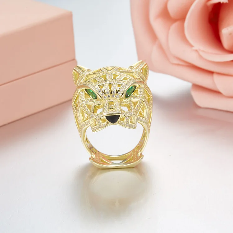 Настоящее серебряное кольцо с пантерой для Для женщин мужчин 925 пробы серебряные