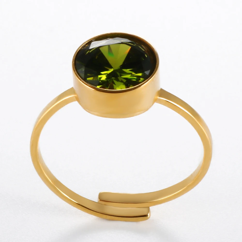 

Stainless Steel Temperament Colorful Zircon Crystal Ring Fashion Adjustable Ring For Women Engagement Wedding Finger Ring Gift
