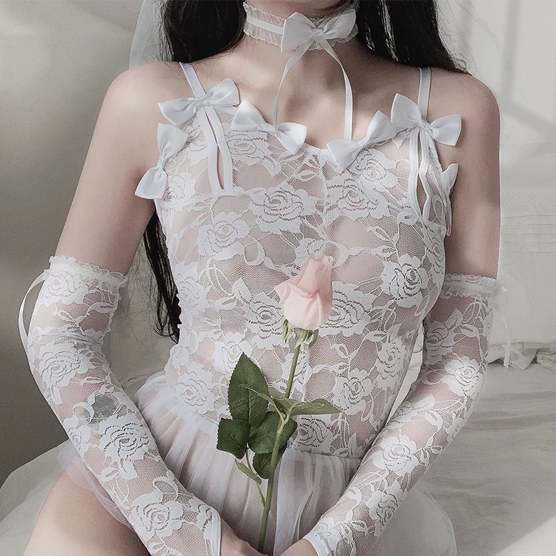 Белая свадебная форма костюм невесты для косплея сексуальное Сетчатое