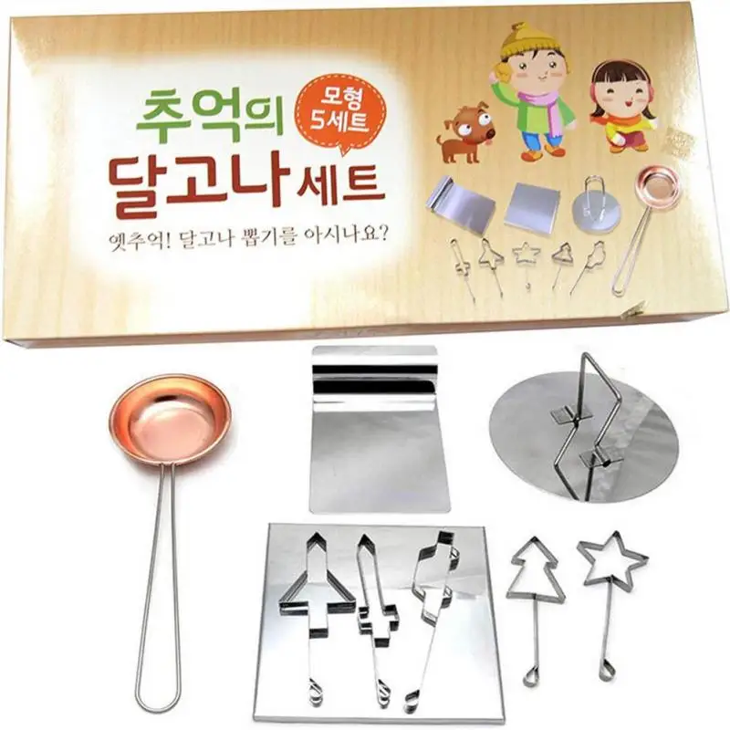 

9pcs/set Stainless Steel Dalgona Korean Candy Kit DIY Game Candy Mold Sugar Pie Game Desserts Making Tool Set New Dropshipping