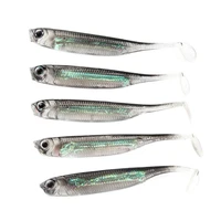 5pcslot fishing soft bait 7cm 7 5cm 1 7g 2 3g 2 7g t tail fish fishing lures rainbow color sequin swing fishing spinner bait
