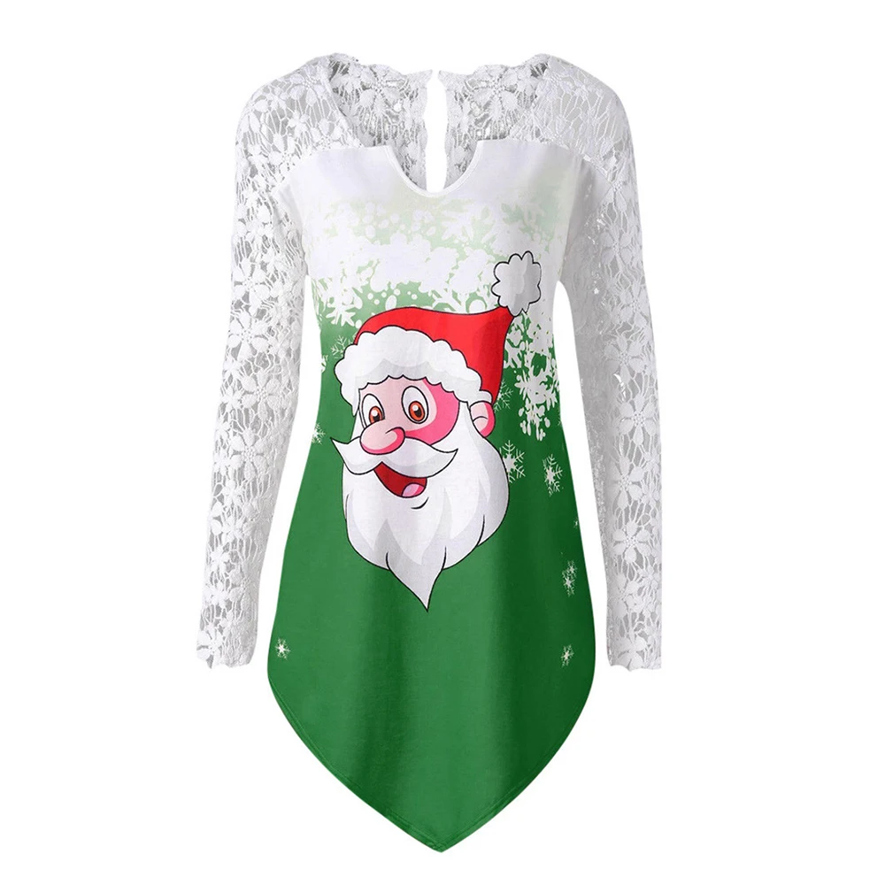 Женское рождественское Кружевное платье-рубашка большого размера с принтом