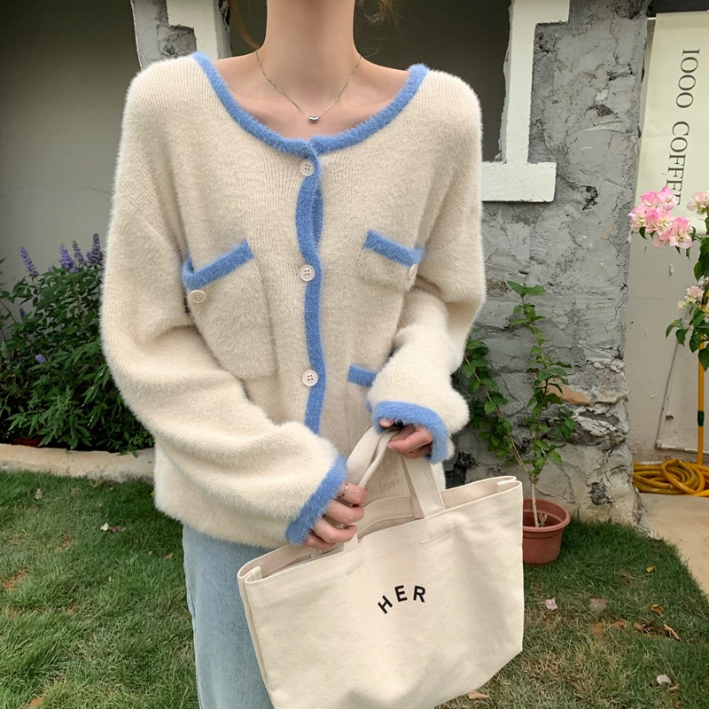 

2021 New Autumn Knitted Long Sleeve Cardigan Sweater Women Korean Style Casual Ladies Tops Kardigan Sueter Mujer Invierno