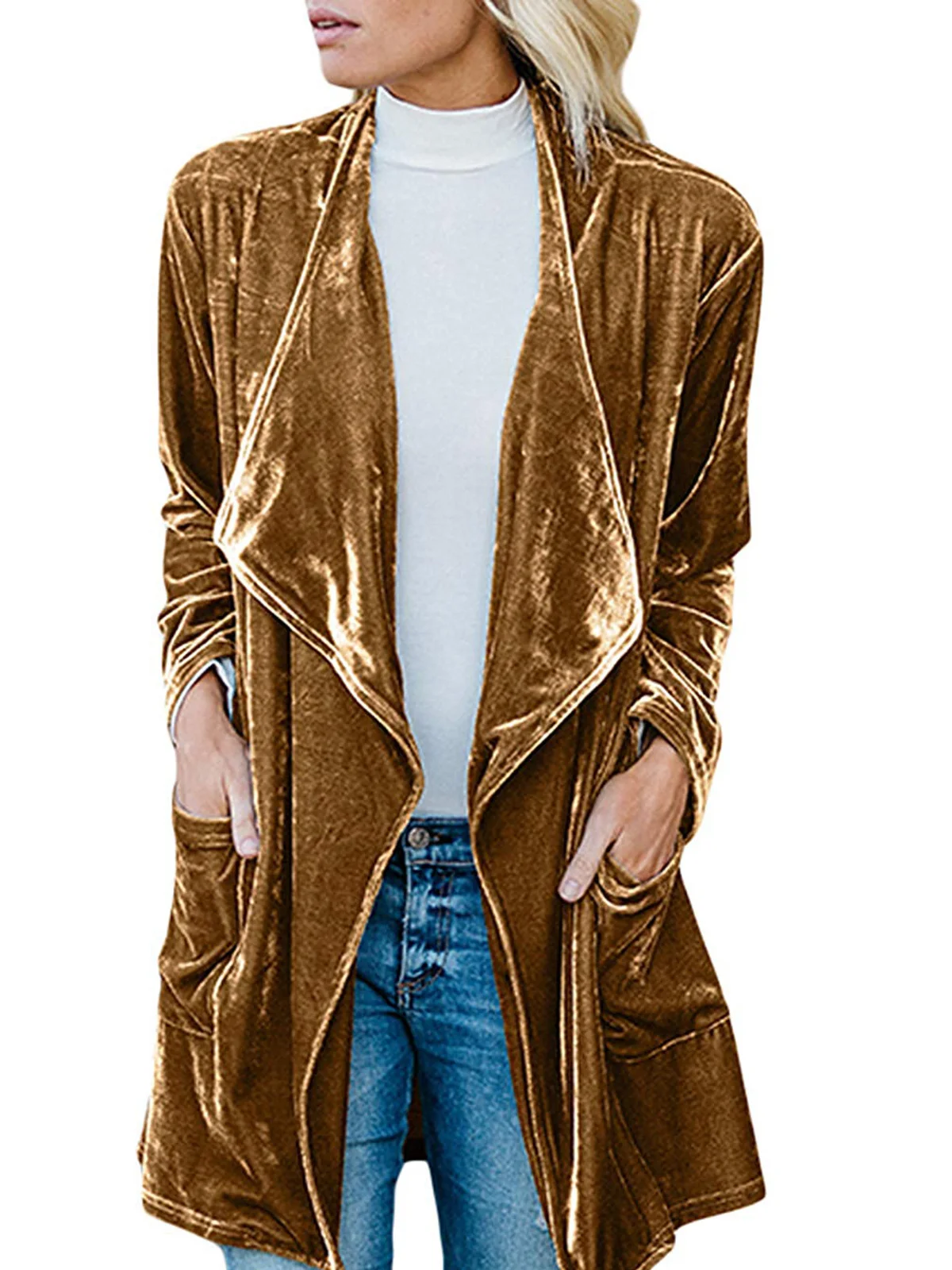 Женский Бархатный жакет ROENICK в стиле ретро с длинным рукавом блейзер драпировкой