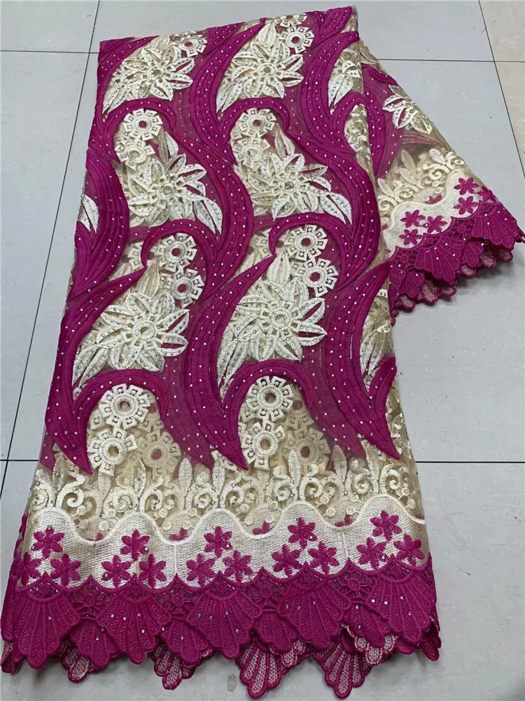 

High Quality mei red African Cord Lace Fabric French Guipure Lace Fabric Africa Net Lace Fabric For Wedding FW1118