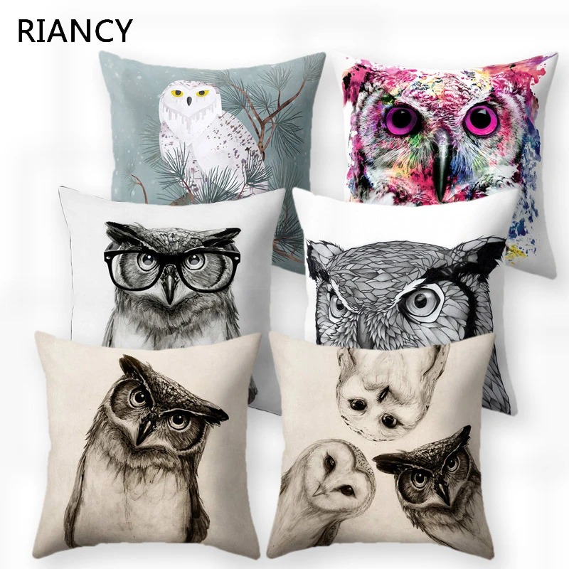 

Cartoon Cute Owl Pattern Decorative Cushions Pillowcase Polyester Cushion Cover Throw Pillow Sofa Decoration Pillowcover 40513