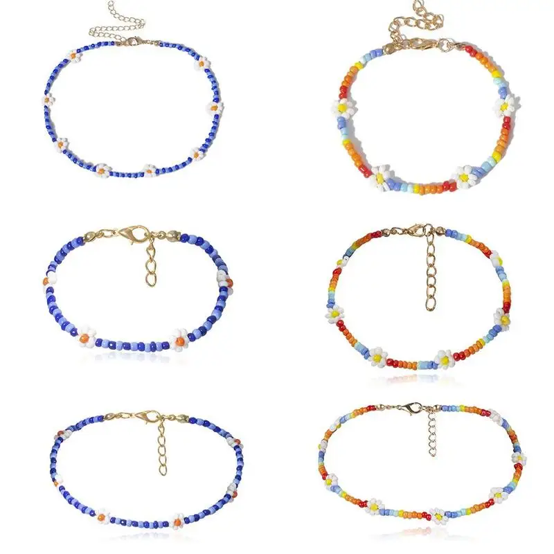 

1pcs Bohemain Mix Colorful Beads Choker Necklace, Bracelet, Pendant For Women Flower Fashion Anklet Jewelry Necklace X9W4
