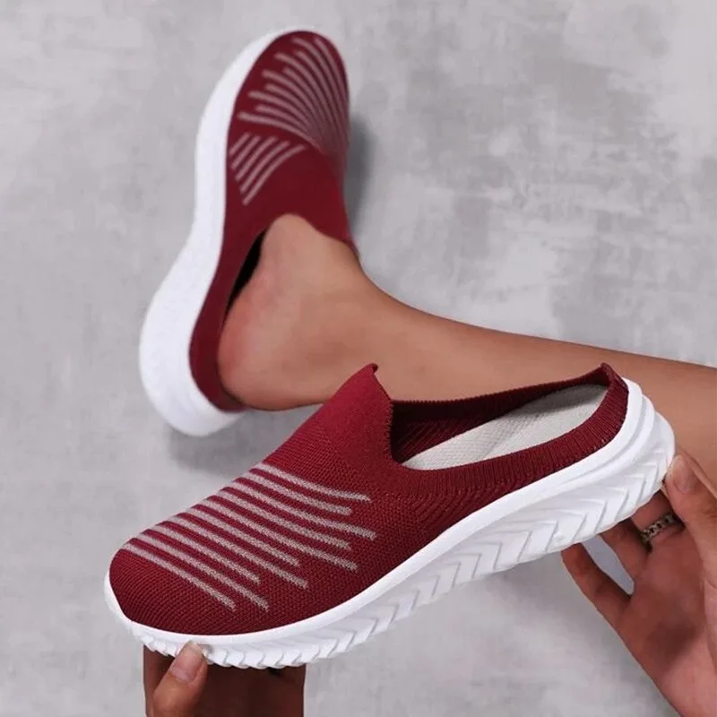 

Plus Size 36-42 Women Flats Mesh Walking Sneakers Spring Summer Half Loafers Soft Casual Shoes 2021 Ladies Ballet Shoes