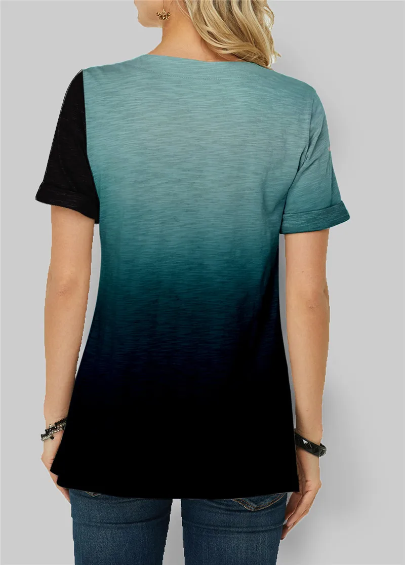 

S-5XL Plus Size Women Gradient T shirt Summer 2020 Casual Short Sleeve O-Neck Loose Tops Tee Large Size irregular Female T shirt