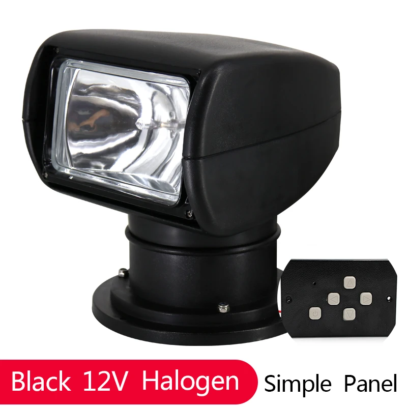 black h 12V simple Фара-прожектор для лодки с дистанционным управлением 12В 24В 100 Вт лампа для яхты прожектор морской прожектор для грузовиков автомобильные комплекты - Цвет: black h 12V simple