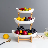 ceramic candy dish living room home three layer fruit plate snack plate creative modern dried fruit fruit basket