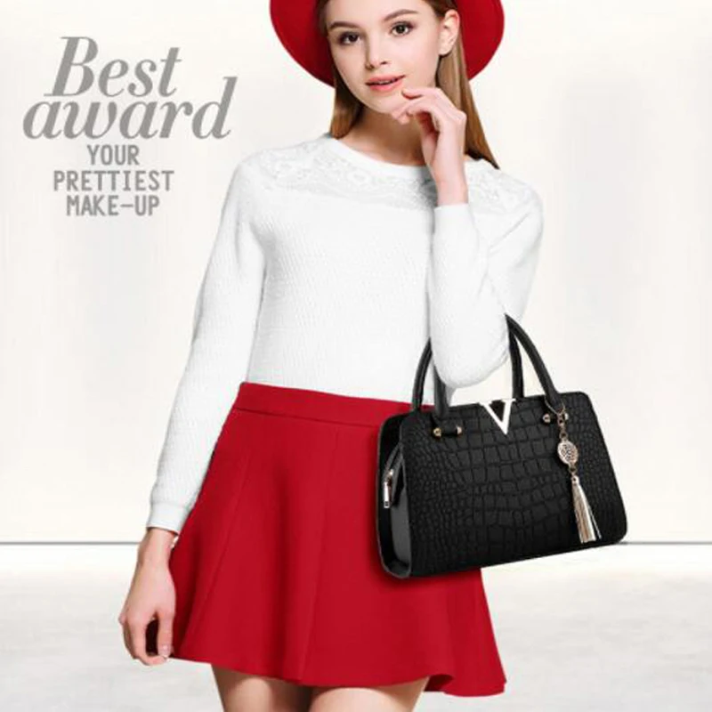 

Hot Sale Women Handbags Tassel PU Leather Totes Bag Top-handle Embroidery Crossbody Bag Shoulder Bag Lady Simple Style Hand Bags