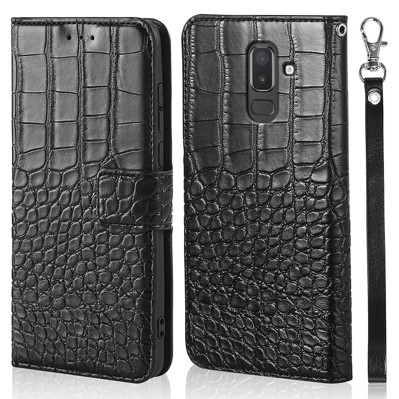 

Magnet crocodile grain Phone Case for Samsung Galaxy J8 2018 j810 j810f sm-j810f Cases Luxury Wallet Flip Leather Bag Cover