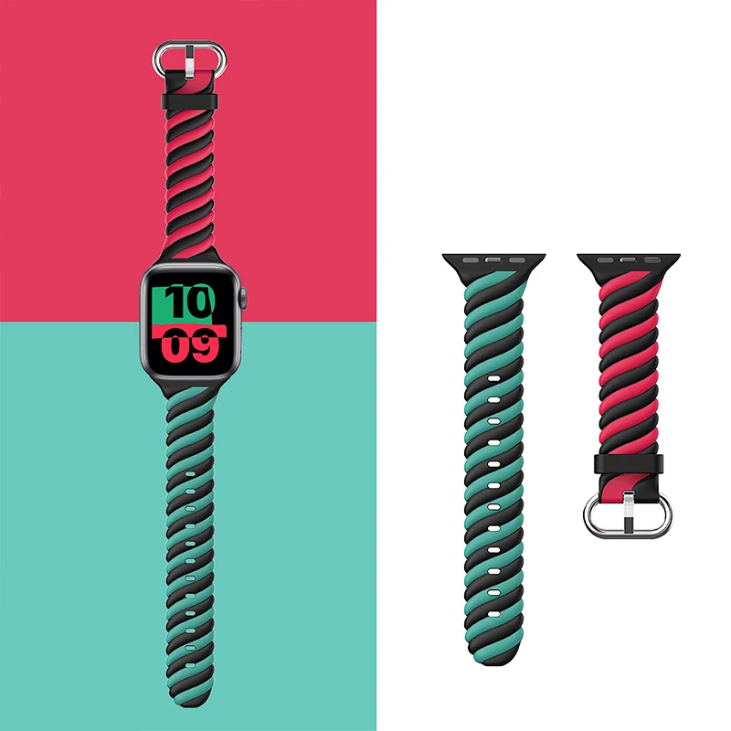 

Stylish Quality Pattern Silicone Strap For Apple Watch 6 5 4 3 SE band 40mm 44mm smartwatch wristband For iWatch serie 38mm 42mm