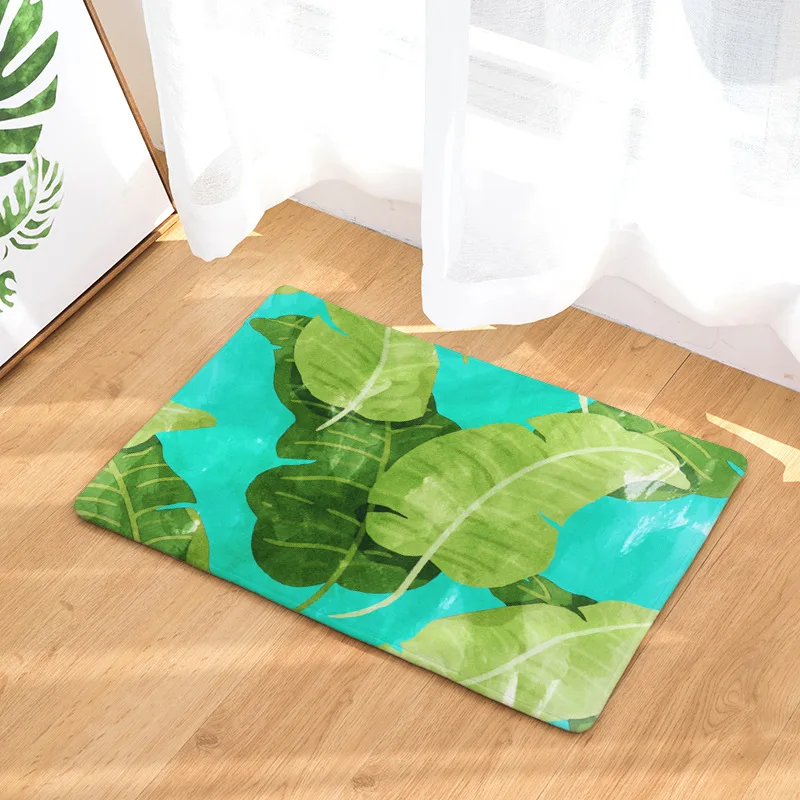 Коврик для дома антискользящий из латекса с рисунком тропических растений