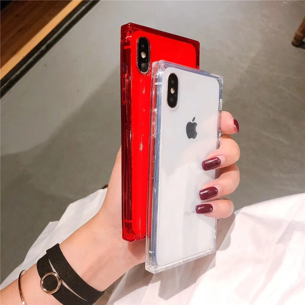 Квадратный чехол для телефона iPhone X 6 6S 7 8 Plus 7Plus TPU Мягкие силиконовые прозрачные