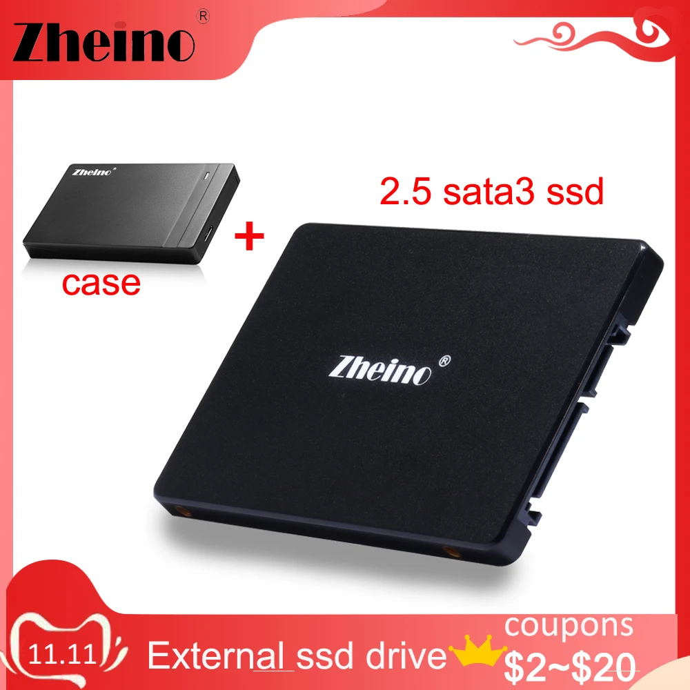Zheino USB внешний SSD 120GB 240GB 360GB 480GB 128GB 256 GB 512GB 2,5 GB Портативный SSD SATA3 Твердотельный жесткий диск с ''корпусом