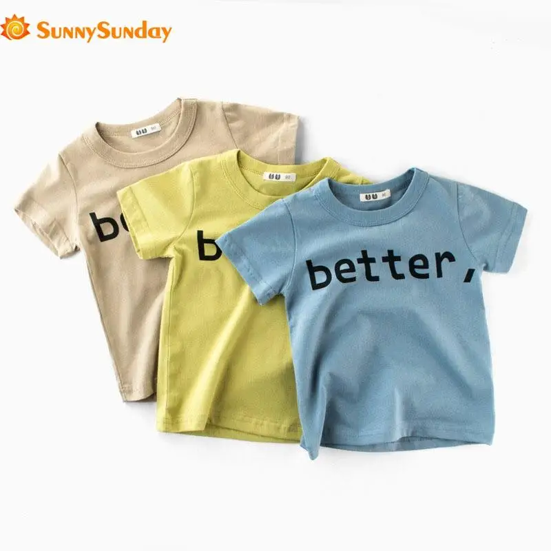 

New Fashion "Better" Letter T-Shirt Boys 1-10Years Summer 2019 Cotton Kids Clothing Tops Tees Soft O-Neck Short Sleeve T-Shirt