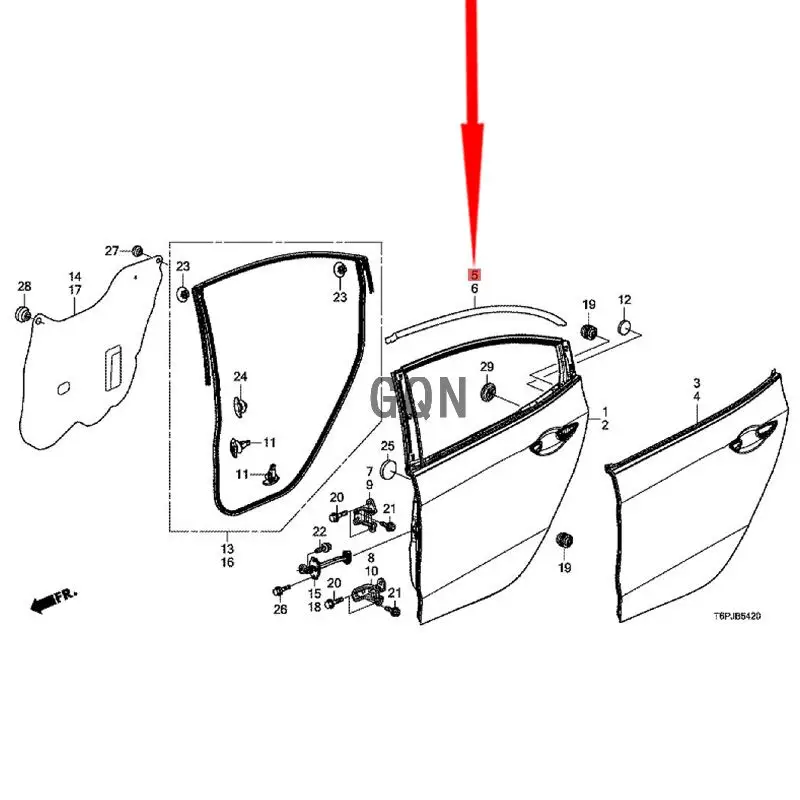 

Rear door window frame sticker LH 2018-Hon daC RID ER Color stripe decorative doorpost sticker on doors and windows