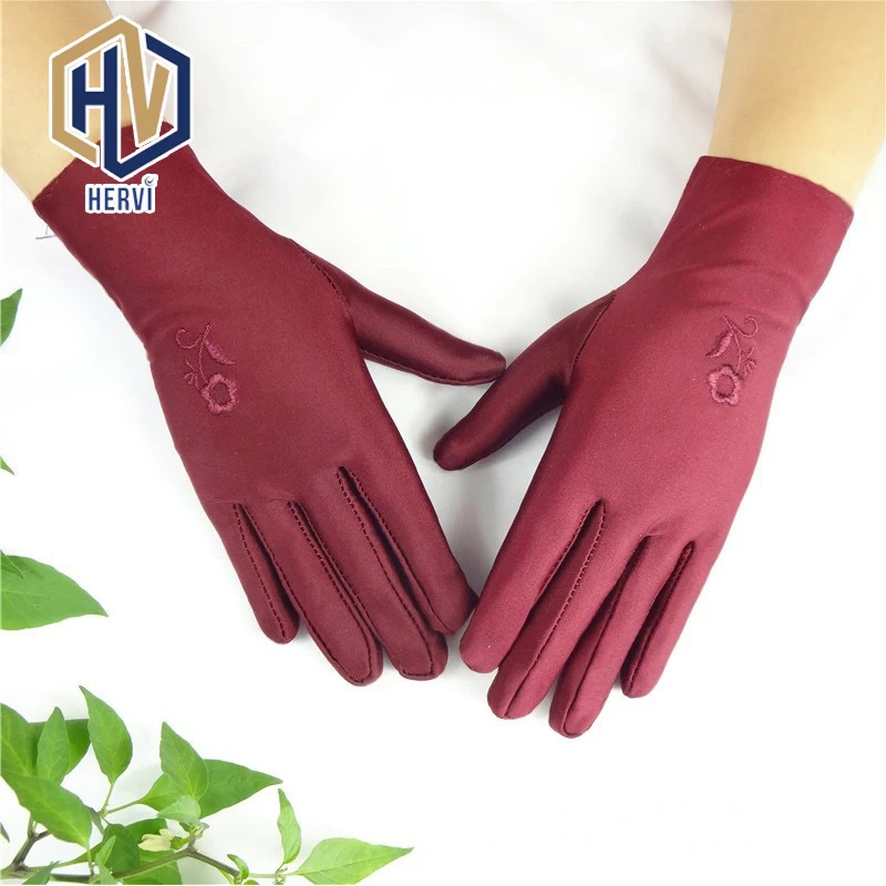 2019 весна лето женские перчатки одноцветные вышитые варежки для девушек Высокие