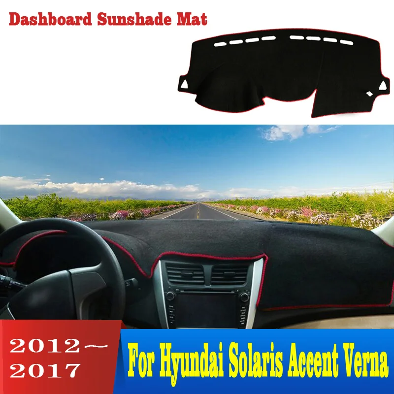 

Anti-Slip Mat For Hyundai Solaris Accent Verna 2012- 2017 Dashboard Cover Sunshade Dashmat Carpet Anti-UV Car Accessories Rug