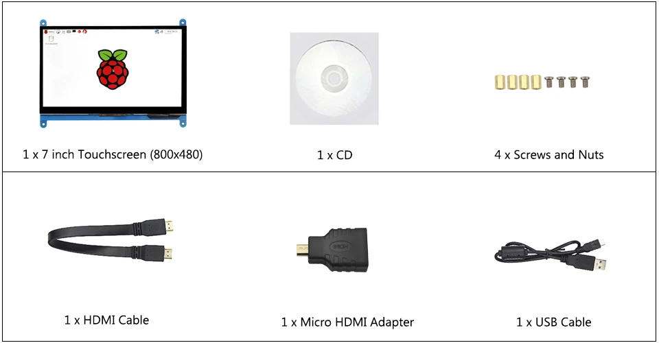 7 дюймов Raspberry Pi 4 Модель B 3B Plus ЖК-дисплей сенсорный экран 1024*600 800*480 HDMI TFT+ держатель для Nvidia Jetson Nano PC