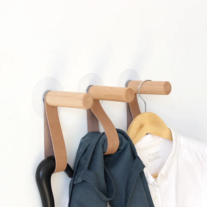 Креативный Буковый кожаный настенный держатель для ключей одежды шапка шарф