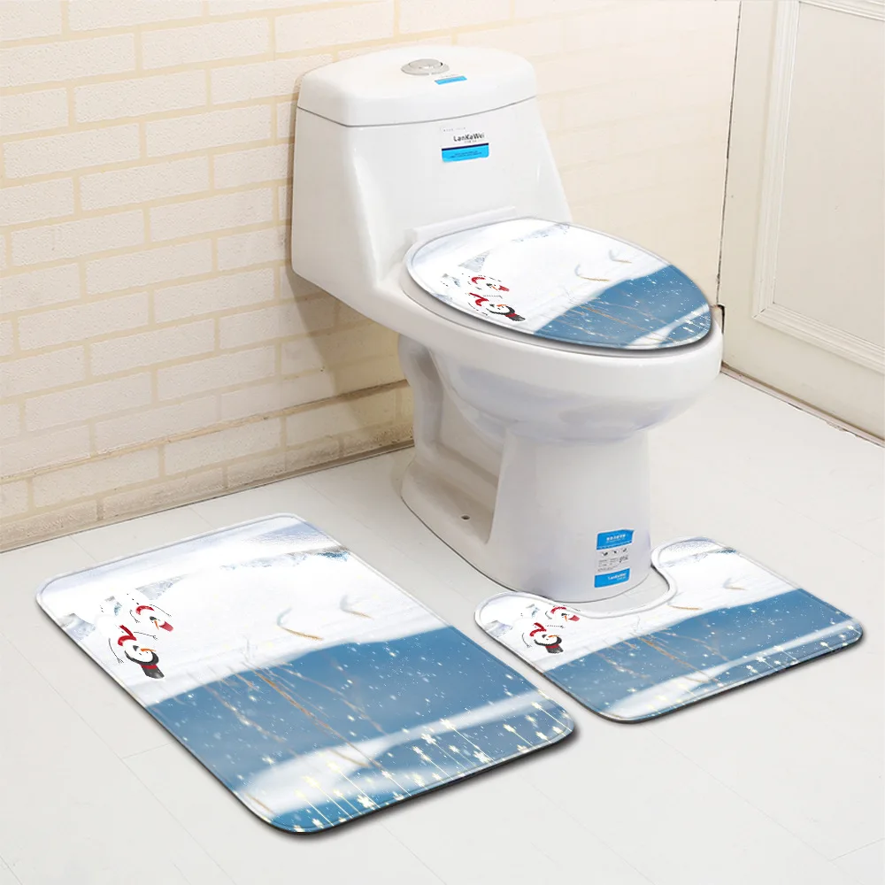 Рождественские коврик для ванной 3 шт. Ванная комната Комплект ковриков