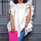 Женская блузка VONDA 2021, богемные рубашки, сексуальные майки, Женская винтажная Блузка с оборками, пляжные праздвечерние чные блузки большого размера